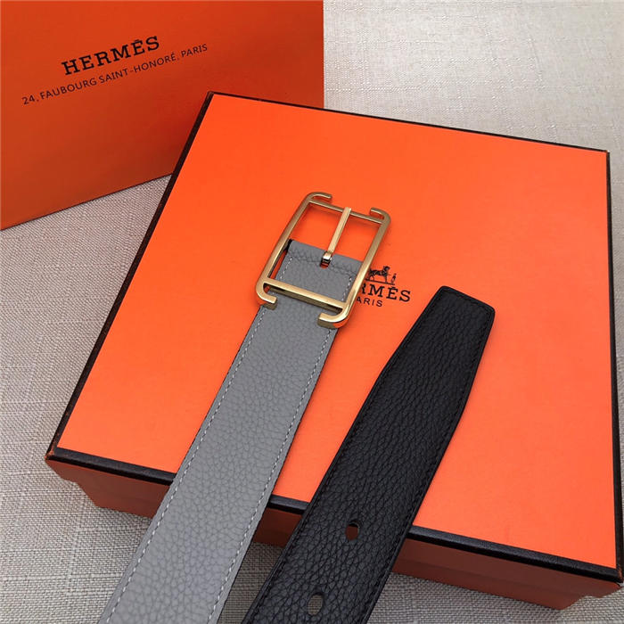 Hermes Society 32 reversible belt Togo Black/Grey High