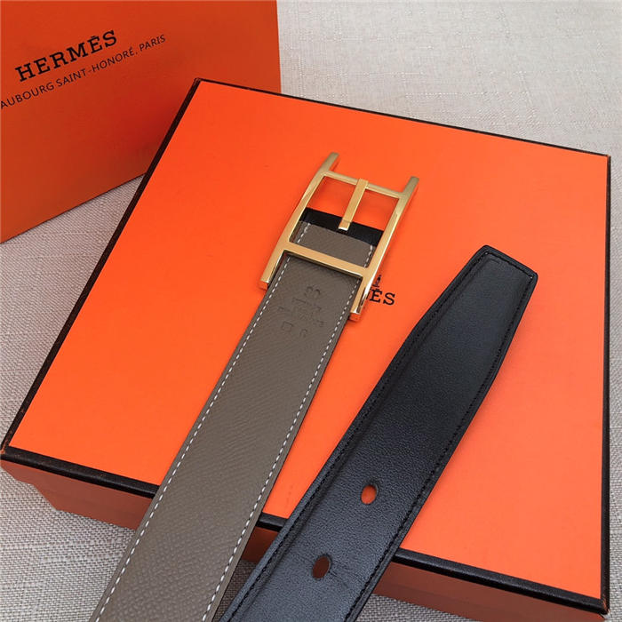 Hermes Quentin reversible belt 32 mm Epsom Grey High