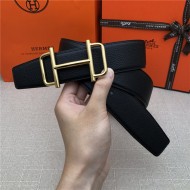 Hermes Royal belt buckle & Reversible leather strap 32 mm Togo Black High