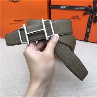 Hermes Royal belt buckle & Reversible leather strap 32 mm Togo Grey High