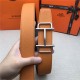 Hermes Royal belt buckle & Reversible leather strap 32 mm Togo Orange High