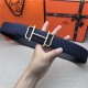 Hermes Royal belt buckle & Reversible leather strap 32 mm Togo Navy High