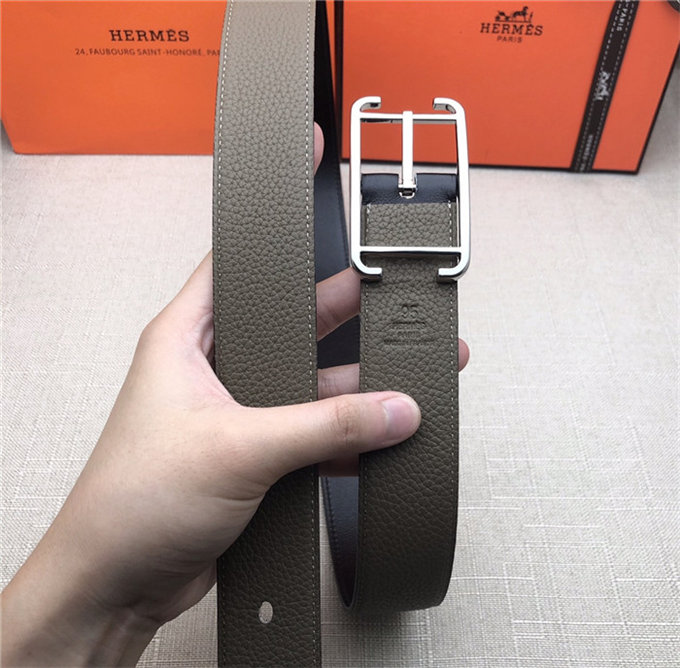 Hermes Society 32 reversible belt Togo Grey High