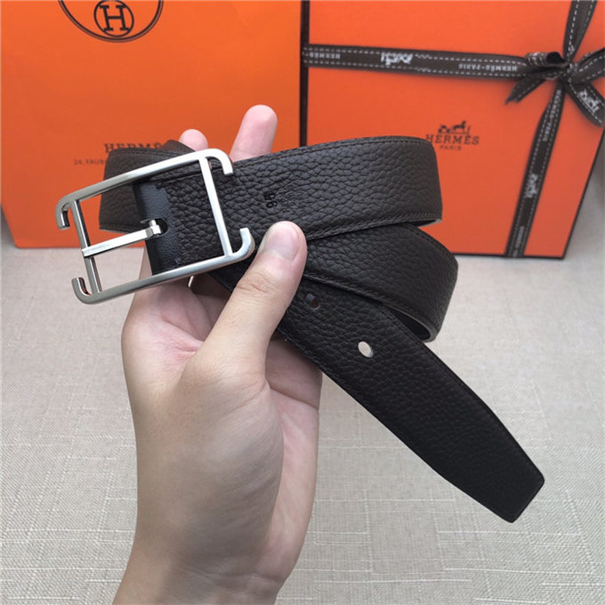 Hermes Society 32 reversible belt Togo Coffee High