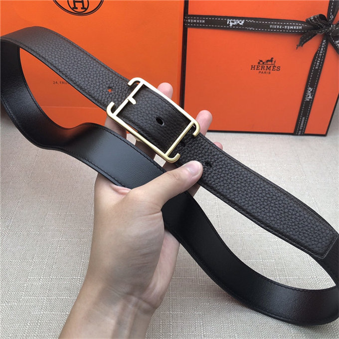 Hermes Society 32 reversible belt Togo Coffee High