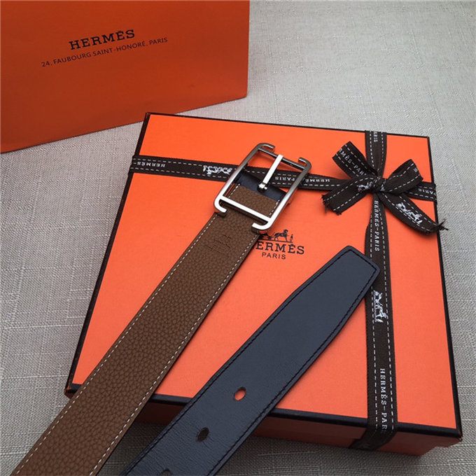 Hermes Society 32 reversible belt Togo Camel High