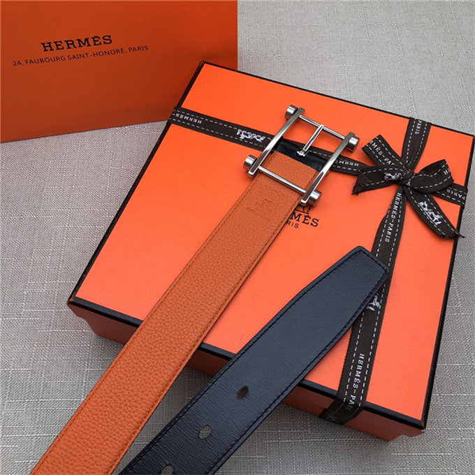 Hermes Reversible belt 32 mm Togo Orange High