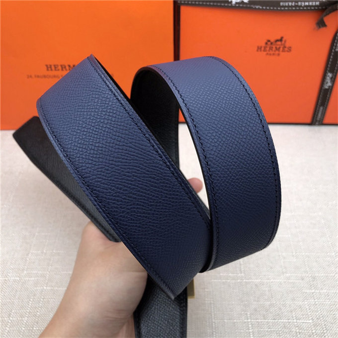 Hermes H belt buckle & reversible strap 32/38 mm Epsom Navy/Black High