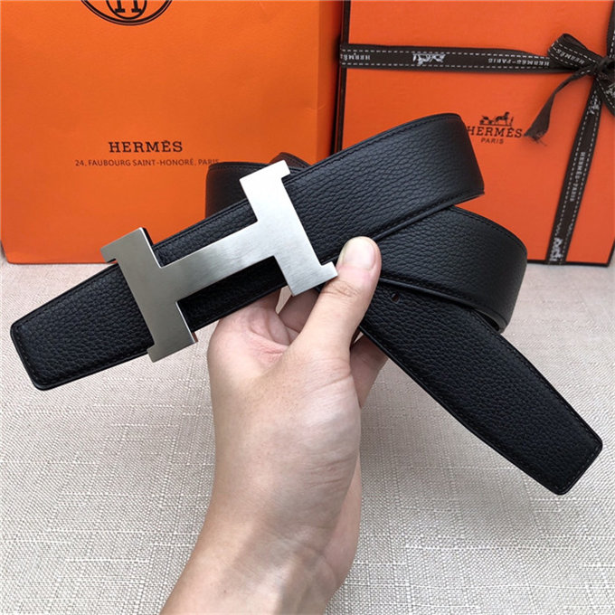 Hermes Constance belt buckle & Reversible leather strap 32/38 mm Togo Black Brass-Metal High