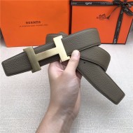 Hermes Constance belt buckle & Reversible leather strap 32/38 mm Togo Grey Brass-Metal High