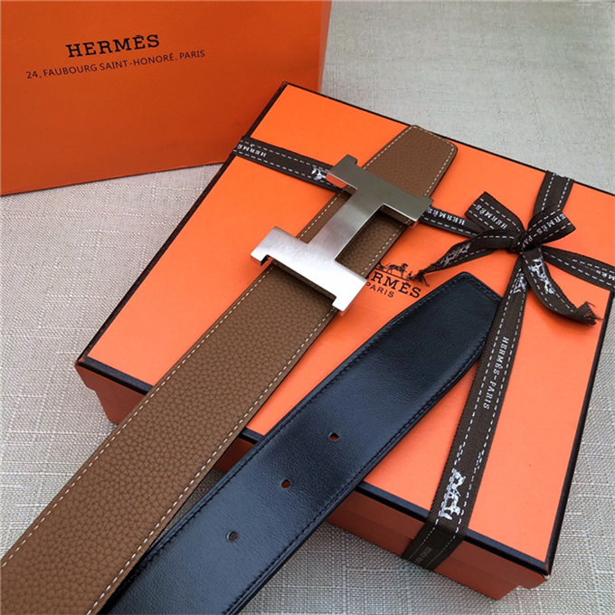 Hermes Constance belt buckle & Reversible leather strap 32/38 mm Togo Camel Brass-Metal High