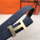 Hermes Constance belt buckle & Reversible leather strap 32/38 mm Togo Navy Brass-Metal High