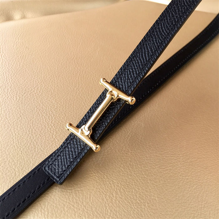 Hermes Mini Mors H belt buckle & Reversible leather strap 13 mm Epsom Black High