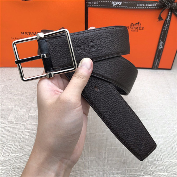 Hermes Reversible Belt 38 mm Togo Coffee High