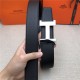 Hermes Constance belt buckle & Reversible leather strap 32/38 mm Togo Black Shiny-Metal High