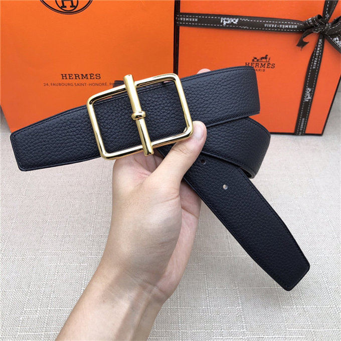 Hermes Batonnet belt buckle & Reversible leather strap 32/38 mm Togo Navy High