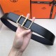 Hermes Batonnet belt buckle & Reversible leather strap 32/38 mm Togo Navy High