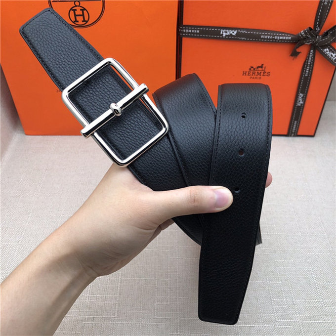 Hermes Batonnet belt buckle & Reversible leather strap 32/38 mm Togo Black High