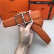 Hermes Batonnet belt buckle & Reversible leather strap 32/38 mm Togo Orange High