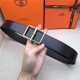 Hermes Batonnet belt buckle & Reversible leather strap 32/38 mm Togo Coffee High