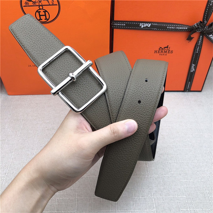 Hermes Batonnet belt buckle & Reversible leather strap 32/38 mm Togo Grey High