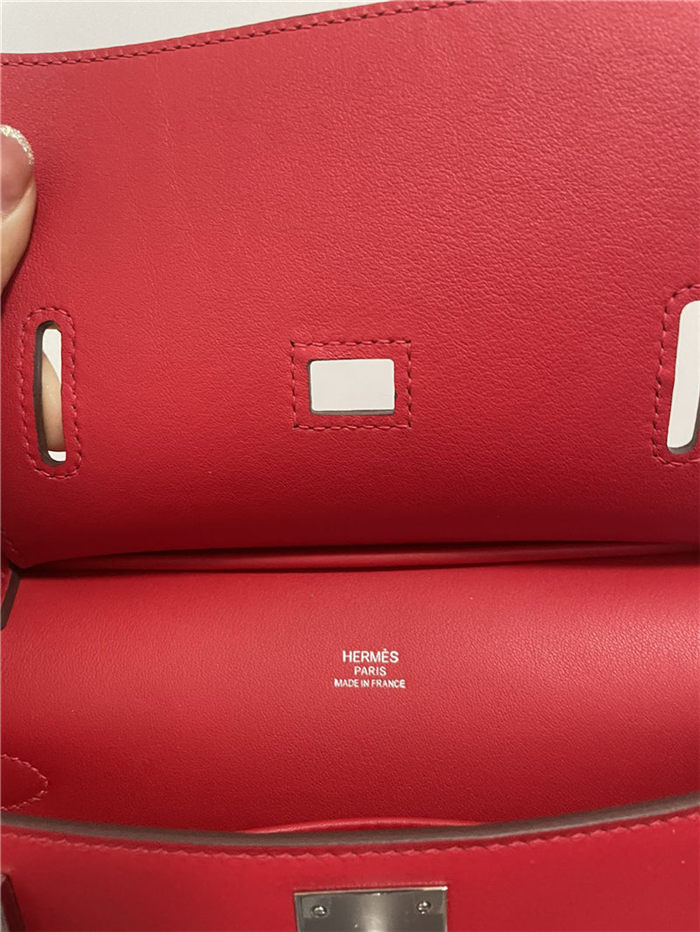 Hermes Jypsiere Mini Swift Leather WAX Red Silver-Metal High