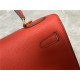 Hermes Jypsiere Mini Swift Leather WAX Red Silver-Metal High