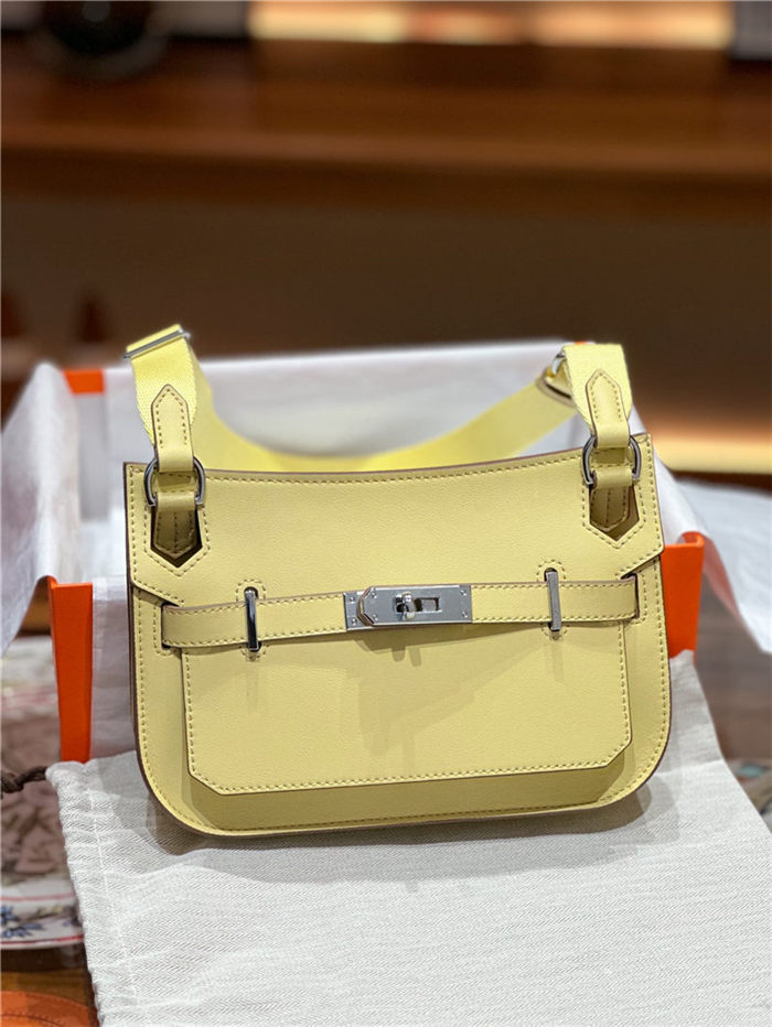 Hermes Jypsiere Mini Swift Leather WAX Yellow Silver/Gold-Metal High