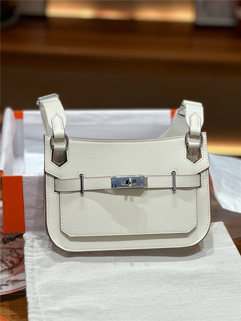 Hermes Jypsiere Mini Swift Leather WAX White Silver/Gold-Metal High