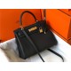 Hermes Kelly 25/28cm Retourne Bag Togo Leather In Black WAX High