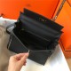 Hermes Kelly 25/28cm Retourne Bag Togo Leather In Black WAX High