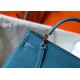 Hermes Kelly 25/28cm Retourne Bag Togo Leather In Agate Blue WAX High