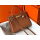 Hermes Kelly 25/28cm Retourne Bag Togo Leather In Gold WAX High