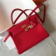 Hermes Kelly 25/28cm Retourne Bag Togo Leather In Red WAX High