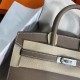 Hermes Birkin Sellier Bag 25/30cm Epsom Leather WAX Etoupe Silver-Metal High