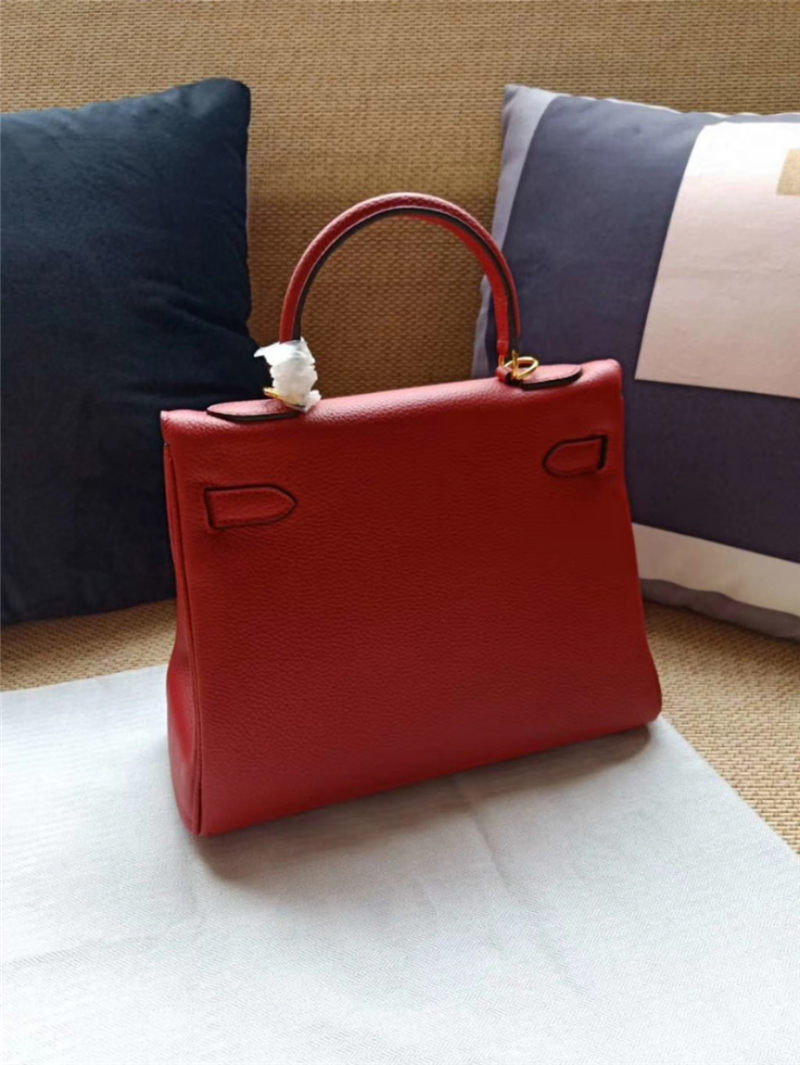 Hermes Kelly 25/28cm Retourne Bag Calfskin In Red High