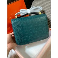 Hermes Constance 24cm Crocodile Leather Bag Silver/Gold Metal High