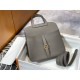 Hermes Halzan 22/25cm Bag Clemence Leather WAX In Etain High