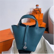 Hermes Picotin Lock 18/22 Bag Togo Leather In Vert Bosphore-Silver WAX High