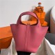 Hermes Picotin Lock 18/22 Bag Togo Leather In Rose eLipstick-Silver WAX High