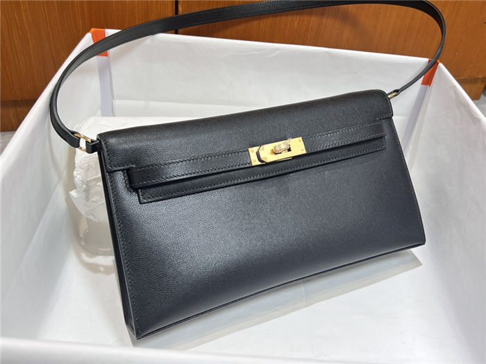 Hermes Kelly Elan 28cm Madame Leather Black Gold-Metal WAX High