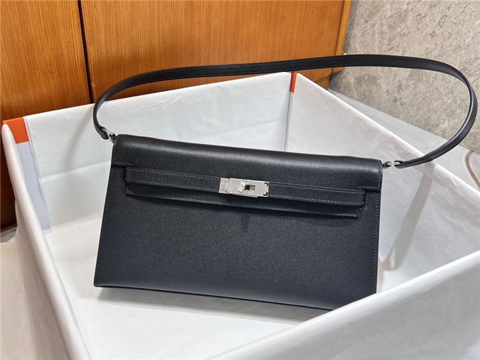 Hermes Kelly Elan 28cm Madame Leather Black Silver-Metal WAX High