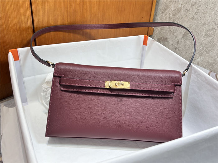 Hermes Kelly Elan 28cm Madame Leather Bordeaux Gold-Metal WAX High