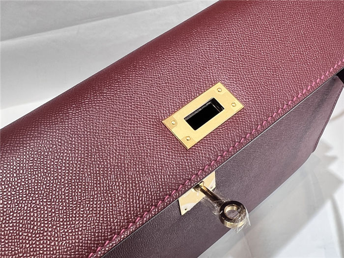 Hermes Kelly Elan 28cm Madame Leather Bordeaux Gold-Metal WAX High