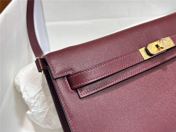 Hermes Kelly Elan 28cm Madame Leather Bordeaux Gold-Metal WAX High