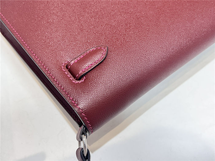 Hermes Kelly Elan 28cm Madame Leather Bordeaux Silver-Metal WAX High