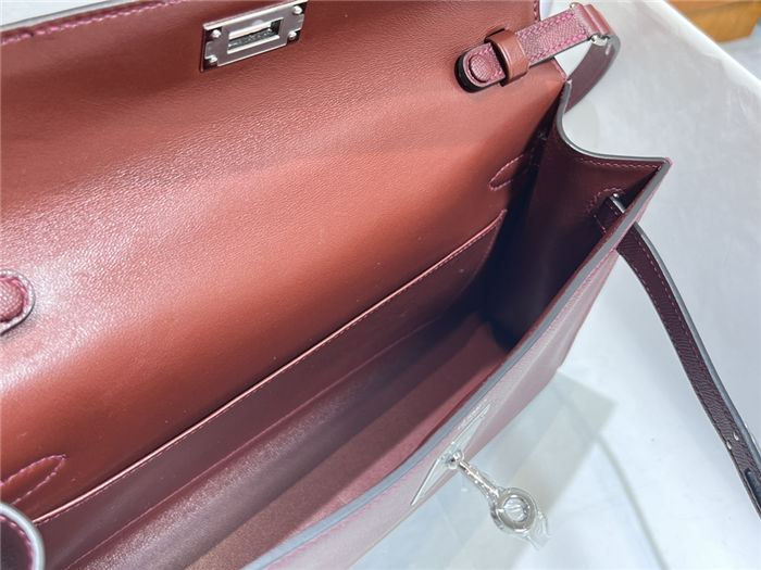 Hermes Kelly Elan 28cm Madame Leather Bordeaux Silver-Metal WAX High