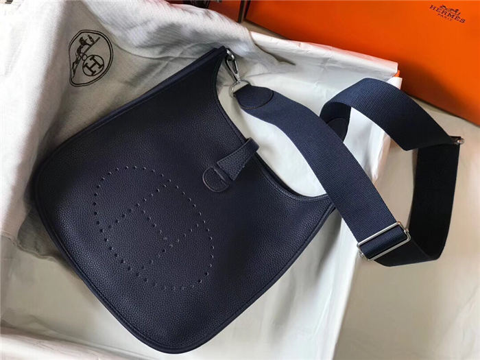 Hermes Evelyne III PM Bag Calfskin In Navy High