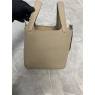 Hermes Picotin 18 Bag Clemence Leather In Tourterelle High