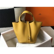 Hermes Picotin Lock 18/22 Bag Togo Leather In Jaune Ambre WAX High